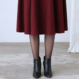 Wool skirt, Red Midi Wool Skirt, A Line wool Skirt, High Waist wool Skirt with Pockets, Womens skirt, Winter wool skirt, Ylistyle C2635 image 9