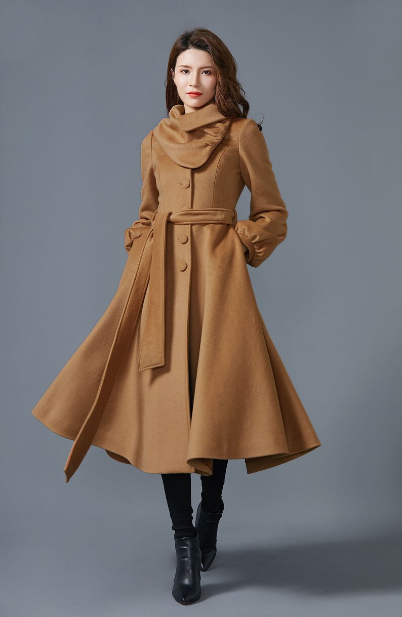 Camel Wool Coat Long Wool Coat Winter Coat Women Asymmetrical Wool Camel Wool Coat Long Wool Coat Winter Coat Women Asymmetrical Wool