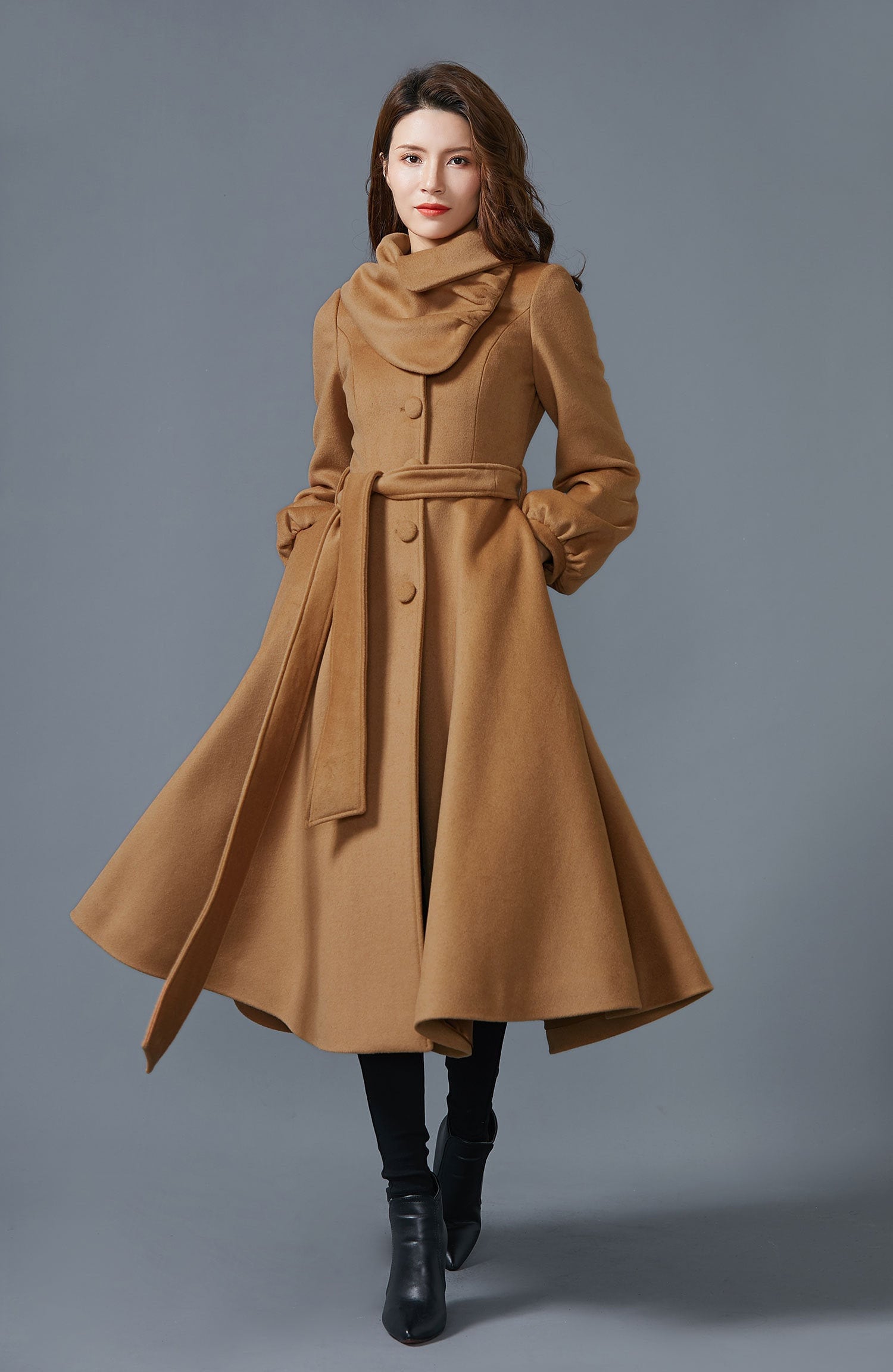 AMERI　BIG COLLAR TUCK SHOULDER COAT　キャメル AMERI BIG COLLAR TUCK SHOULDER COAT キャメル