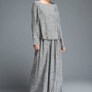 Women's Linen Palazzo pants, Long linen pants, Wide Leg pants, Linen pants, Gray pants, handmade pants, summer spring pants C1202 image 4