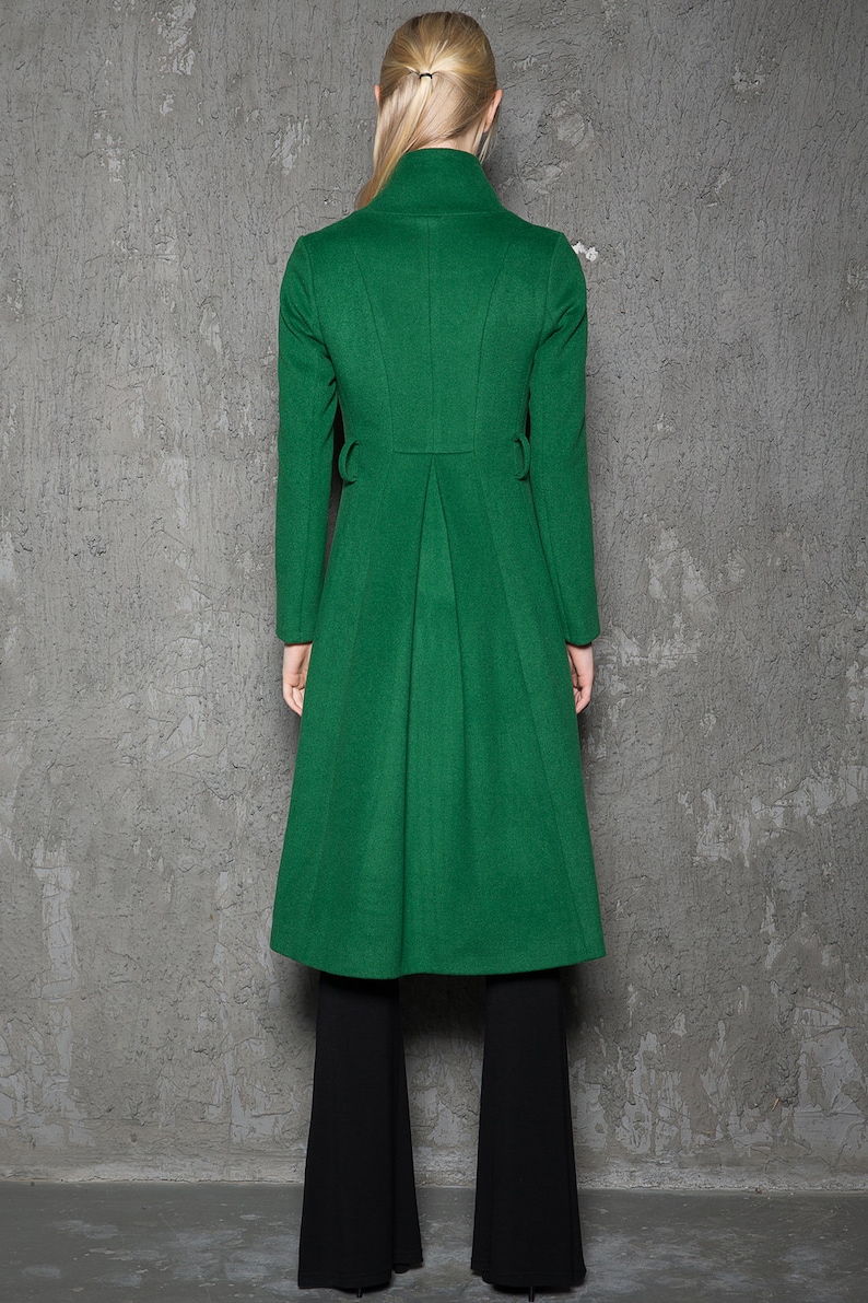 Wool coat women, Winter coat women, green coat, Asymmetrical wool coat, Belted coat, Long wool coat, Autumn Winter outerwear C713 image 4