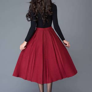 Wool skirt, Midi wool skirt, A-Line Pleated wool skirt, women skirts, Warm winter skirt, long skirt, autumn winter skirt, Ylistyle C1032 image 4