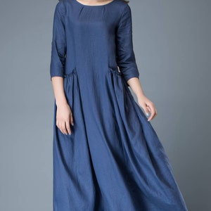 Blue Maxi Linen Dress Cobalt Long Spring Summer Handmade Casual ...