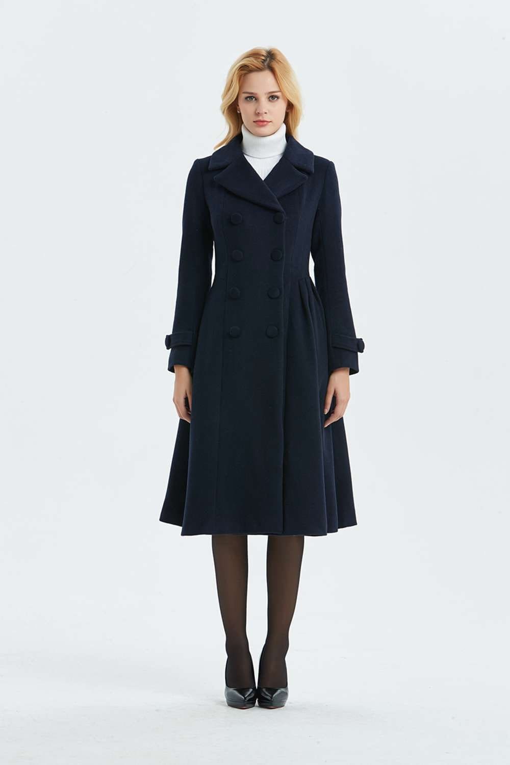 ジャケット・アウター AVON HOUSE wool long coat el Navy Blue Wool Coat, Womens Wool Coat, Winter Coat, Maxi