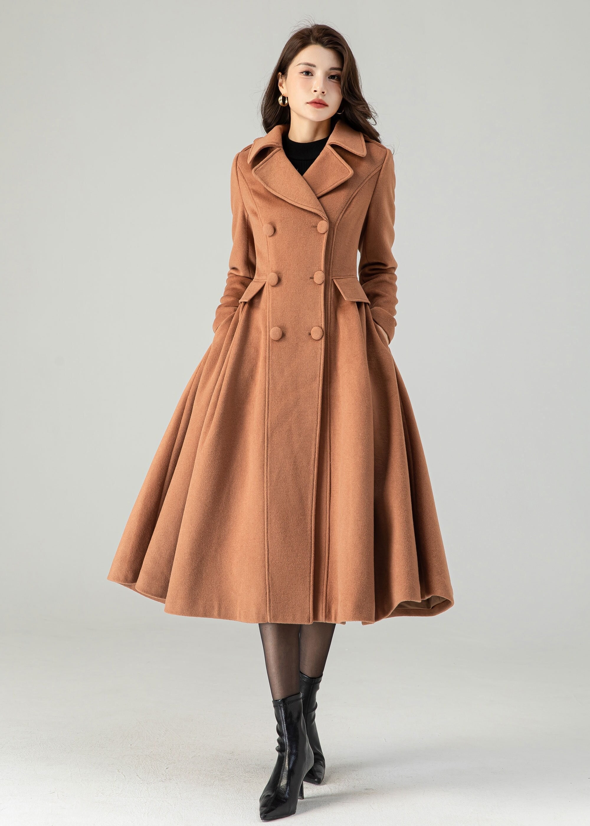 CLANE DOUBLE WOOL LONG COAT Brown