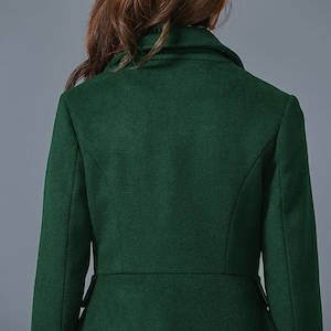 Dark green wool coat, Long wool coat, Warm winter coat, ladies coat, Womens wool coat, Wool coat with pockets, handmade coat, Ylistyle C1614 image 9