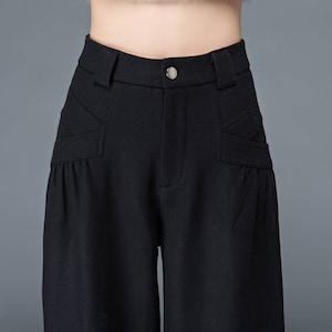 Black pants, womens pants, wool pants, black long pants, wide leg pants, casual pants, winter pants, maxi pants with pockets C1179 image 7
