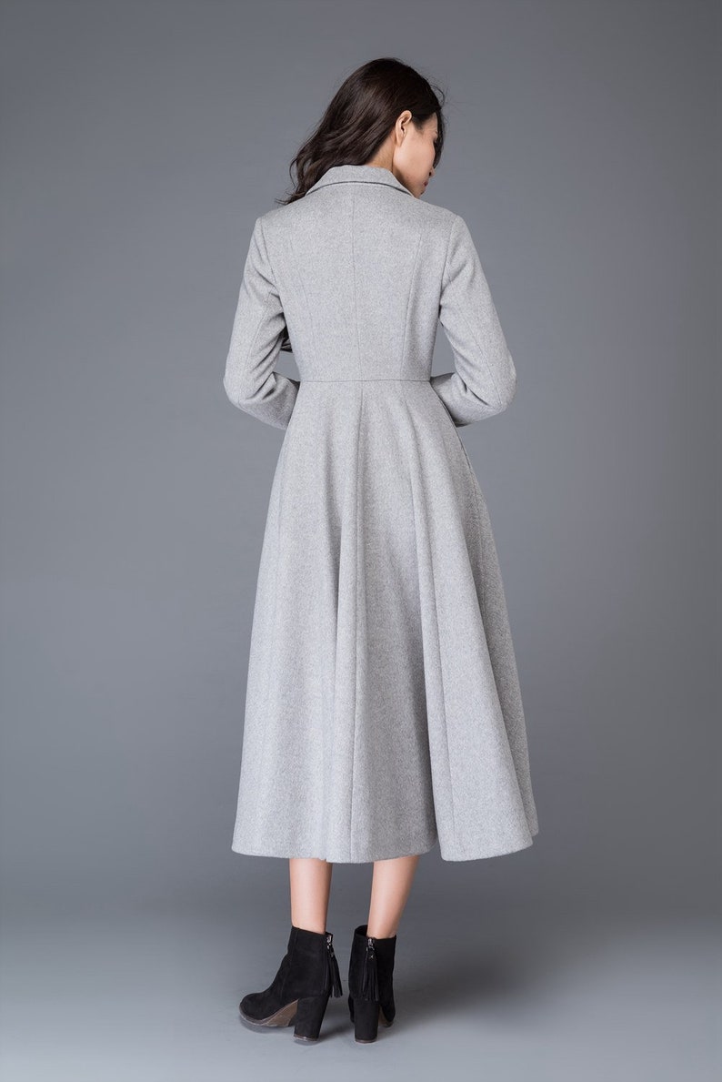 Long Wool Princess Coat, Swing wool Coat, Fit &Flare Coat, Women's Winter Wool Coat, Winter Wedding Coat, Retro Maxi wool Coat C996 image 5