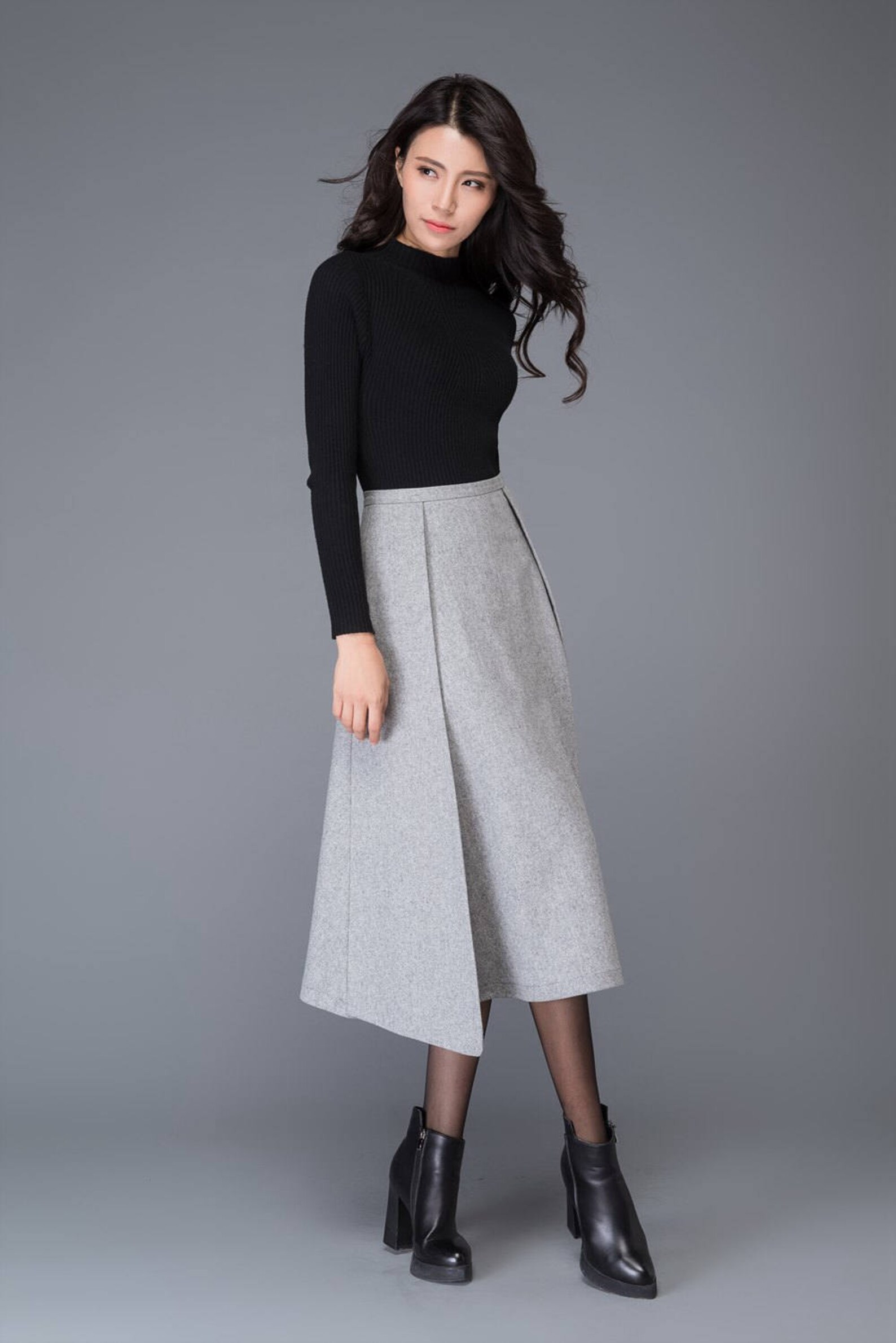 Wool Midi Skirt