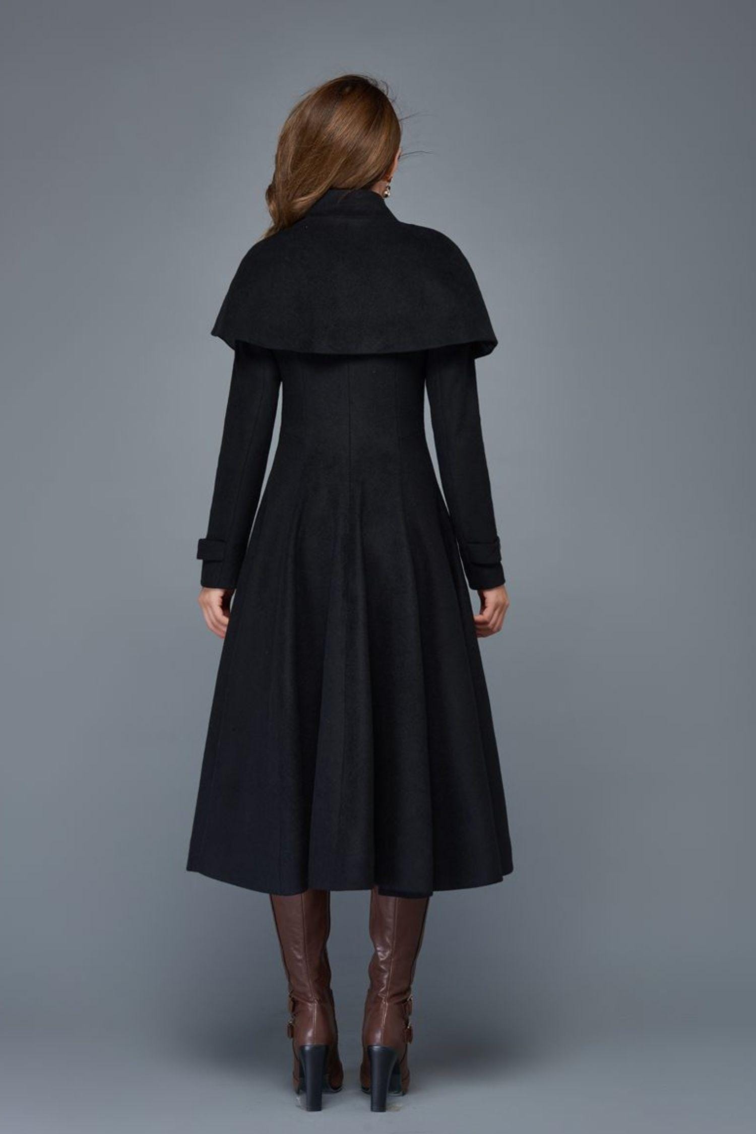 Wool Coat, Long Wool Coat, Womens Wool Coat, Black Coat