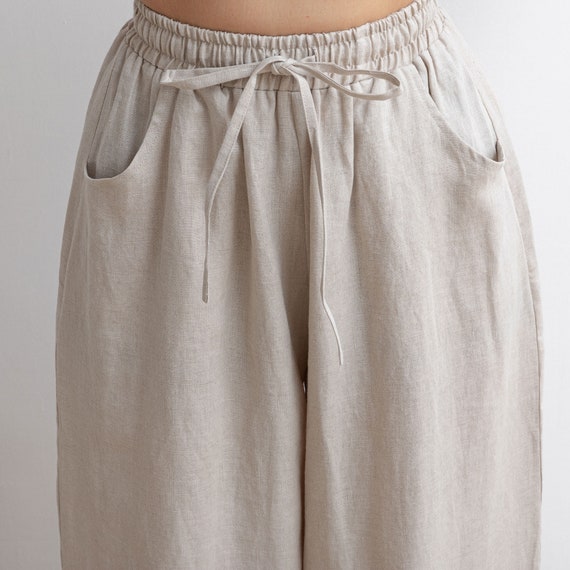 Wide Leg Linen Pants, Linen Pants, Long Palazzo Pants