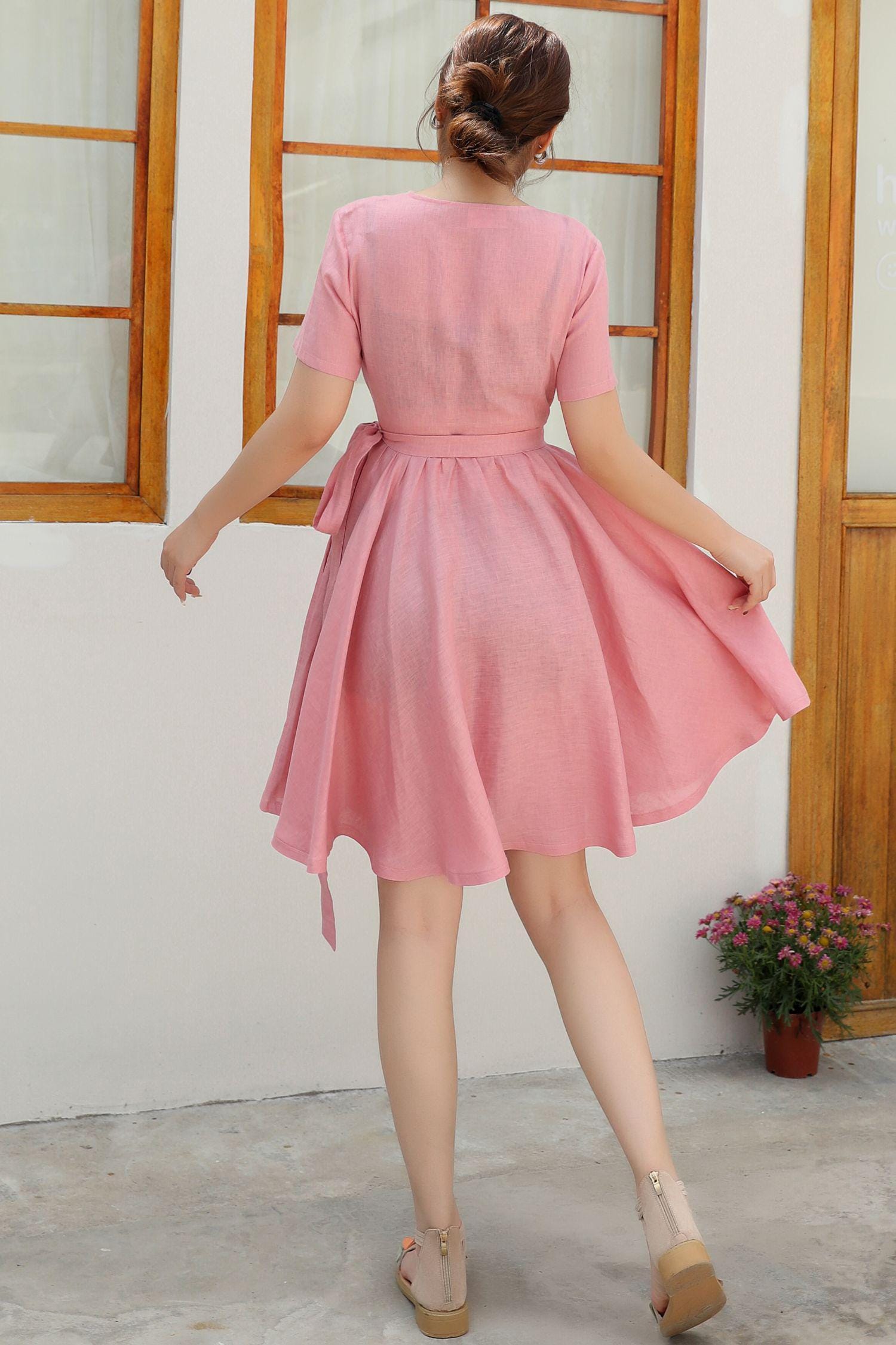 pink sun dress Romantic Pink Floral Ruffle Layered Summer Casual Dress with Cardigan