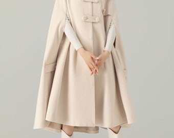 Wool Cape Coat, Hooded Wool Cape Coat, Winter Cape Coat Wool Cape Coat, Hooded Wool Cape Coat, Winter Cape Coat