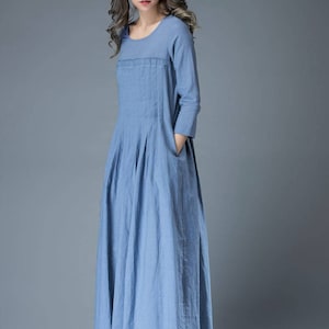 Linen Dress for Women Maxi Dress Pockets Linen Dress Long - Etsy