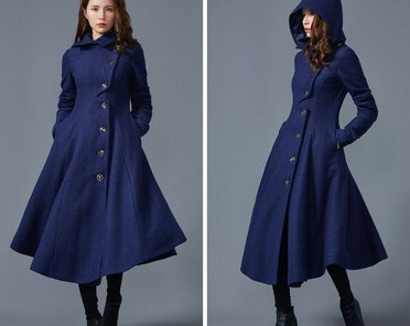 Black Wool Princess Coat, Double-breasted Wool Coat, Long Wool Coat,  Tailored Woman's Coat With Removable Cape Shoulders, Winter Coat C957 