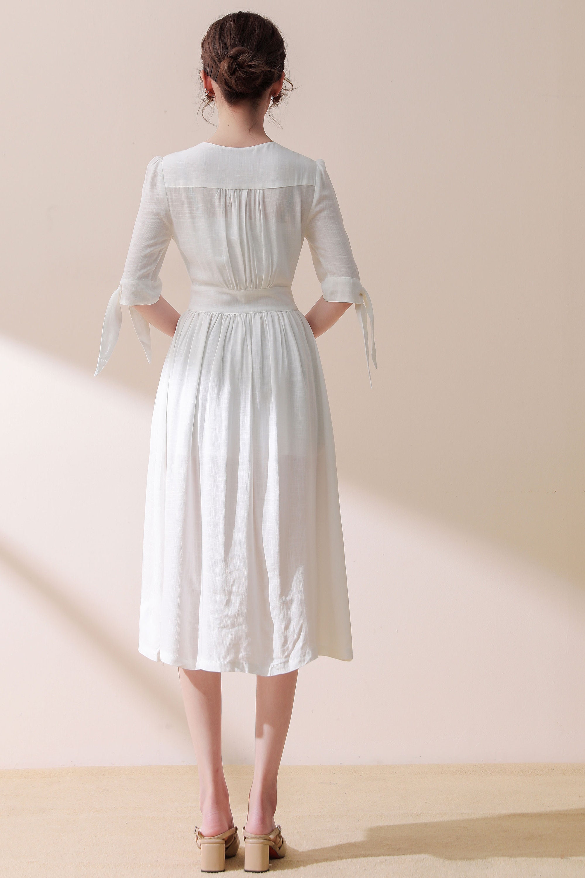 Linen Dress Deep V Neck Linen Party Dress Linen Midi Dress Etsy Australia