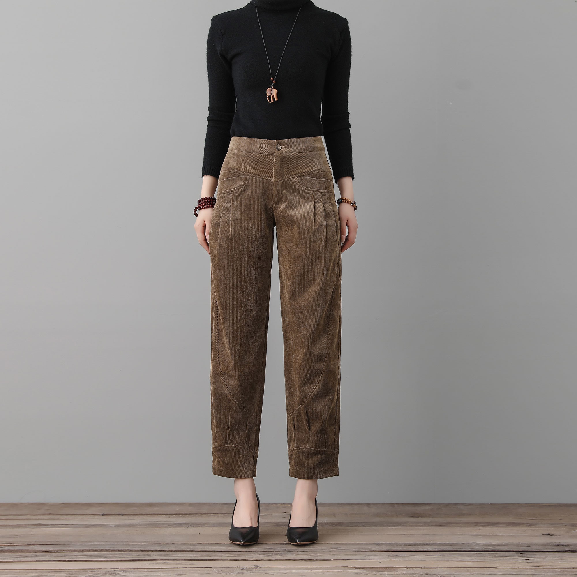 Khaki Harem Corduroy Pants, Women's Slacks, High Waist Lantern Pants,  Autumn Pants Women, Minimalist Trousers, Causal Corduroy Pants C2561 -   Canada