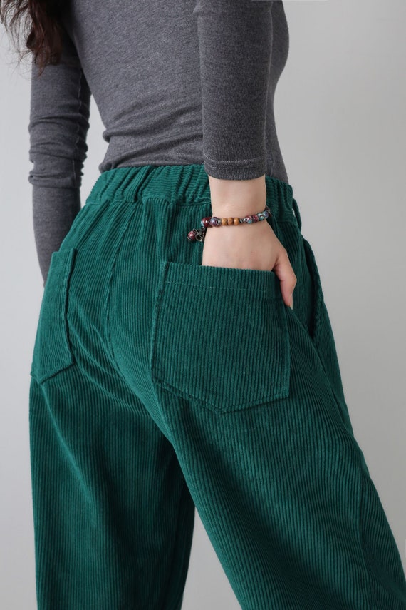 【DISCERNMENT】Green Corduroy Corduroy String Pants Corduroy Trouser in Dark Green — C.D. Rigden & Son Country