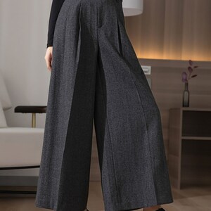 Gray Wool Pants Wide Leg Pleated Pants for Women Pleated - Etsy