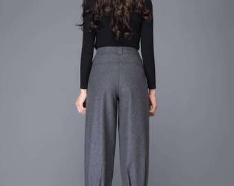 ジャケットその他 HUECLOSET Winter Wool Tuck Slacks SW19 Women's Fall Winter Pants Set Casual High Collar Knit Long