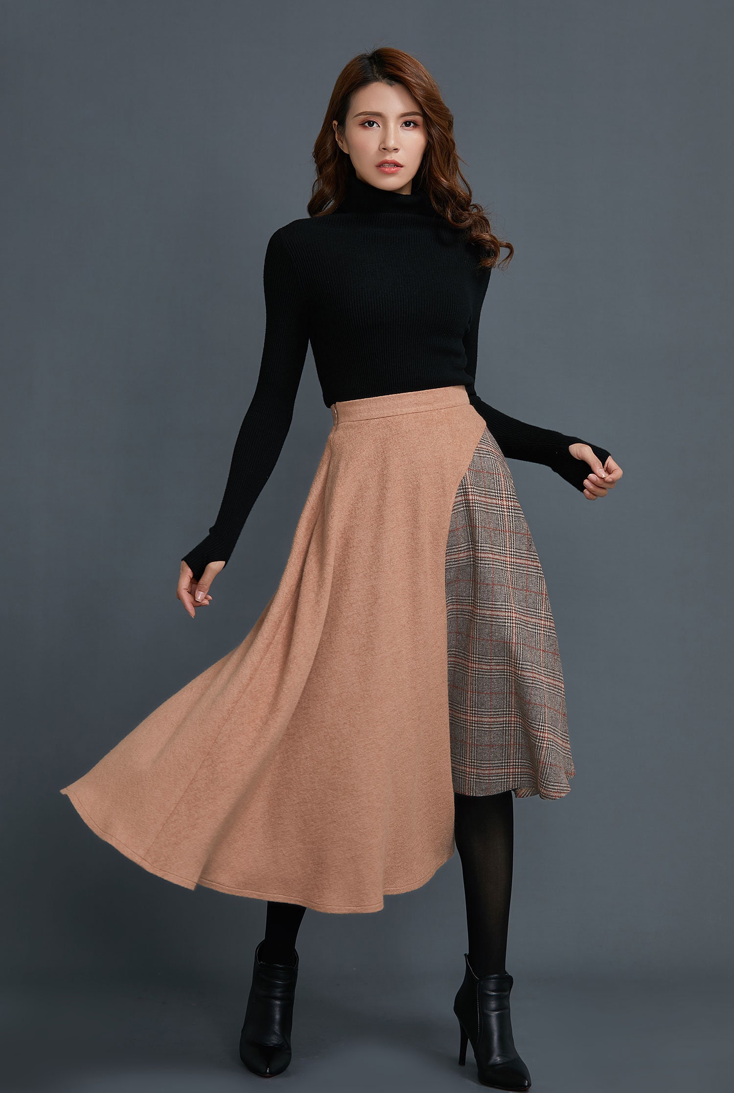 Asymmetrical wool skirt Wool skirt vintage Patchwork wool | Etsy