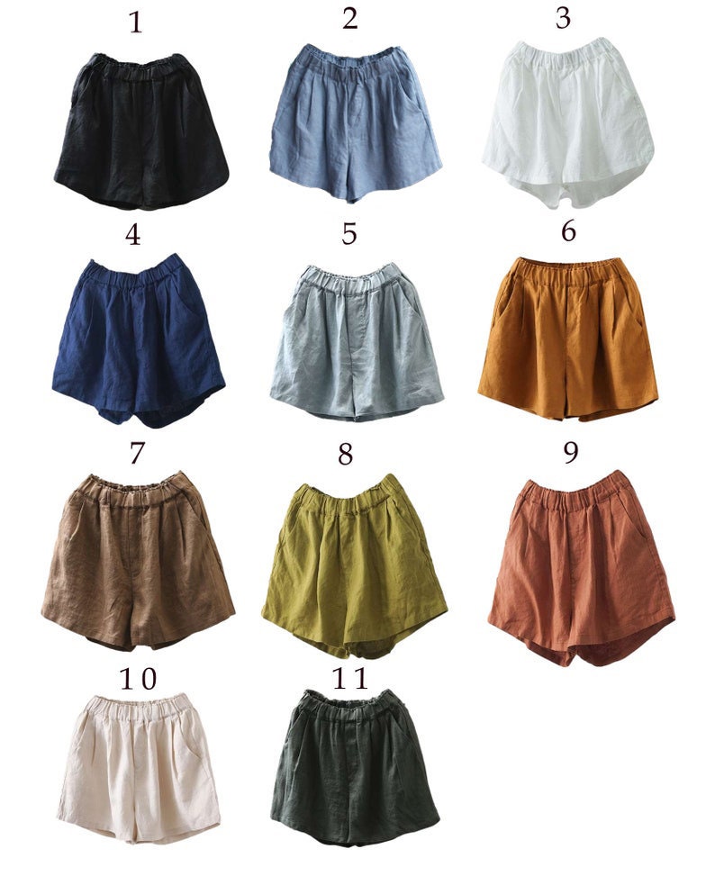 Linen Shorts, High Waisted Linen Shorts for Women, Yellow Linen Beach Shorts with pocket, Women Linen shorts, Custom shorts C1393 image 8