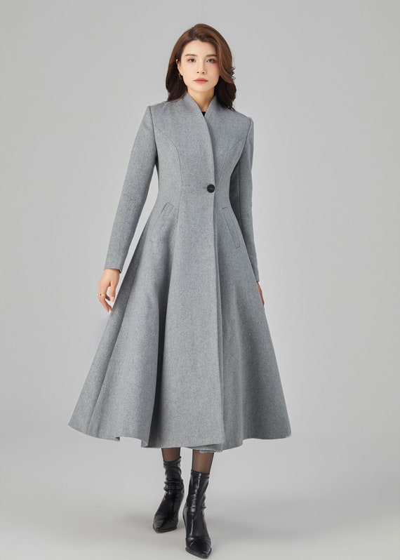 60s Inspired Fit and Flare Wool Coat Women, Swing Wool Princess