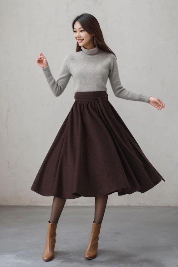 Wool Circle Skirt, Wool Skirt, Winter Wool Skirt, Midi Skirt