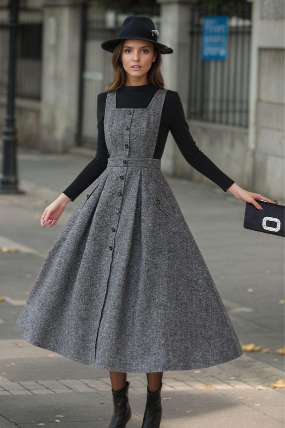 navy blue dress for baby girl R.Vivimos Women's Winter Cotton Long Sleeves V-Neck Casual Button Down Knit  Sweater Midi Dress main image 1