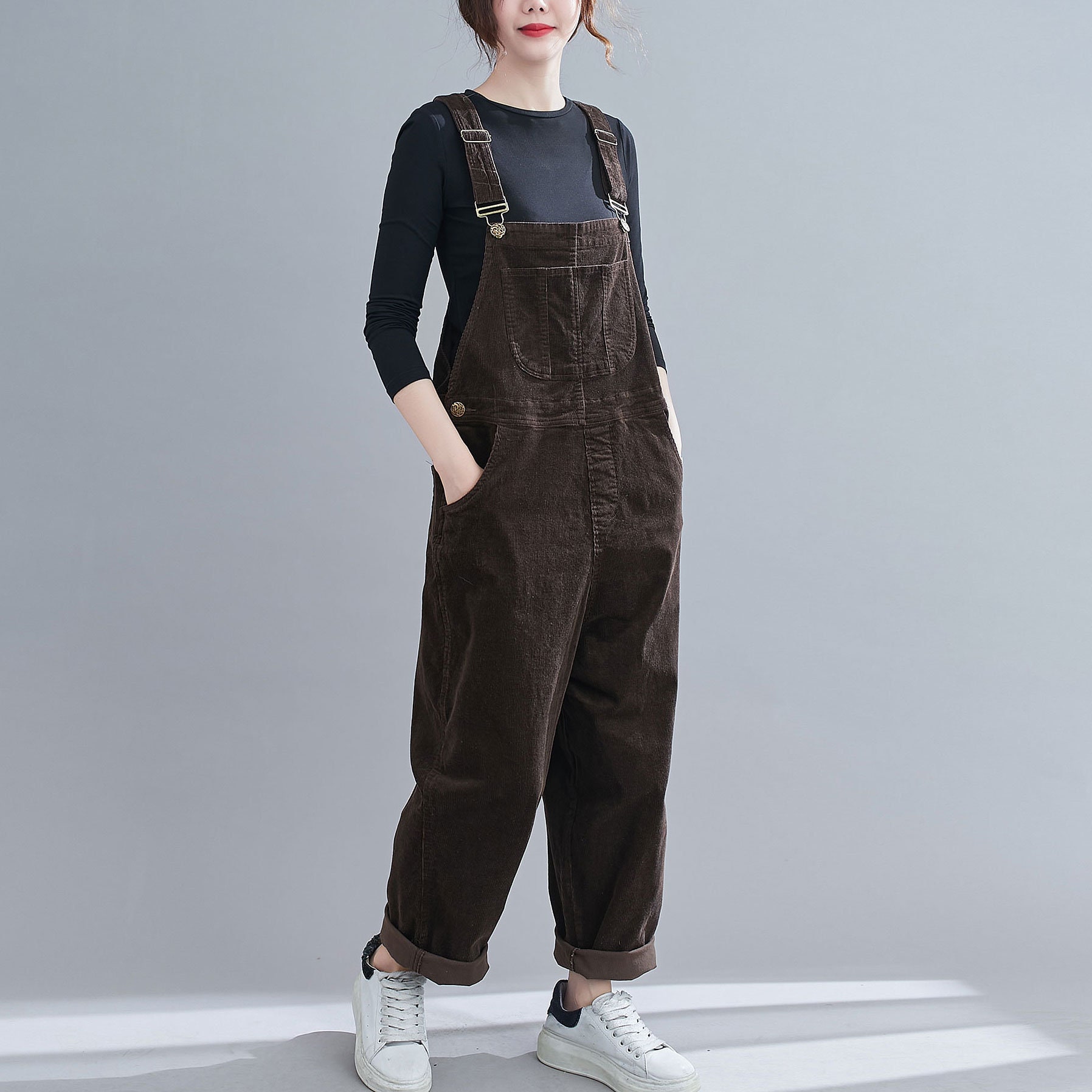 Retro Brown Corduroy Overalls Womens Plus Size Overalls Etsy UK
