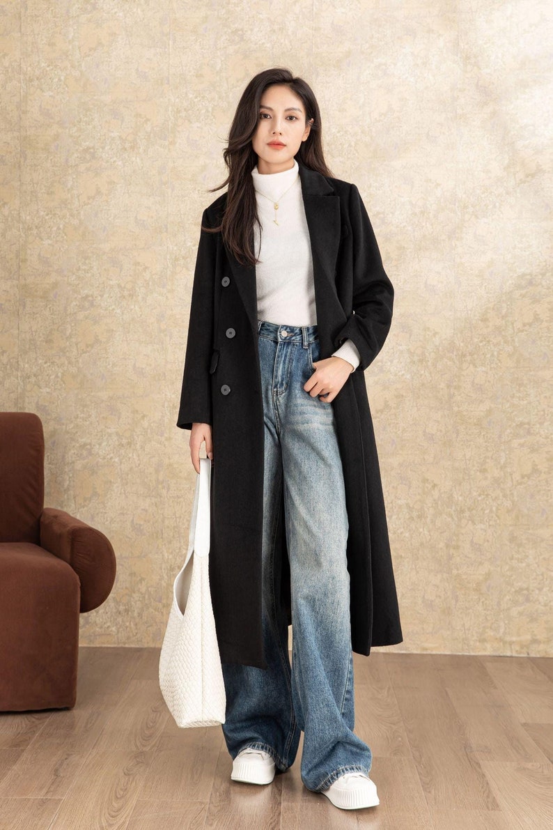 Womens Long Wool Coat, Black Wool Coat, Winter Coat, Trench Coat