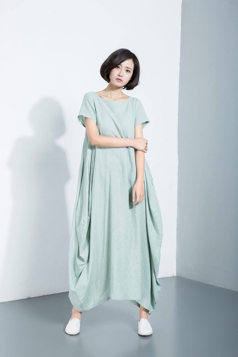 Linen cotton dress short sleeve Linen dress loosefitting Etsy