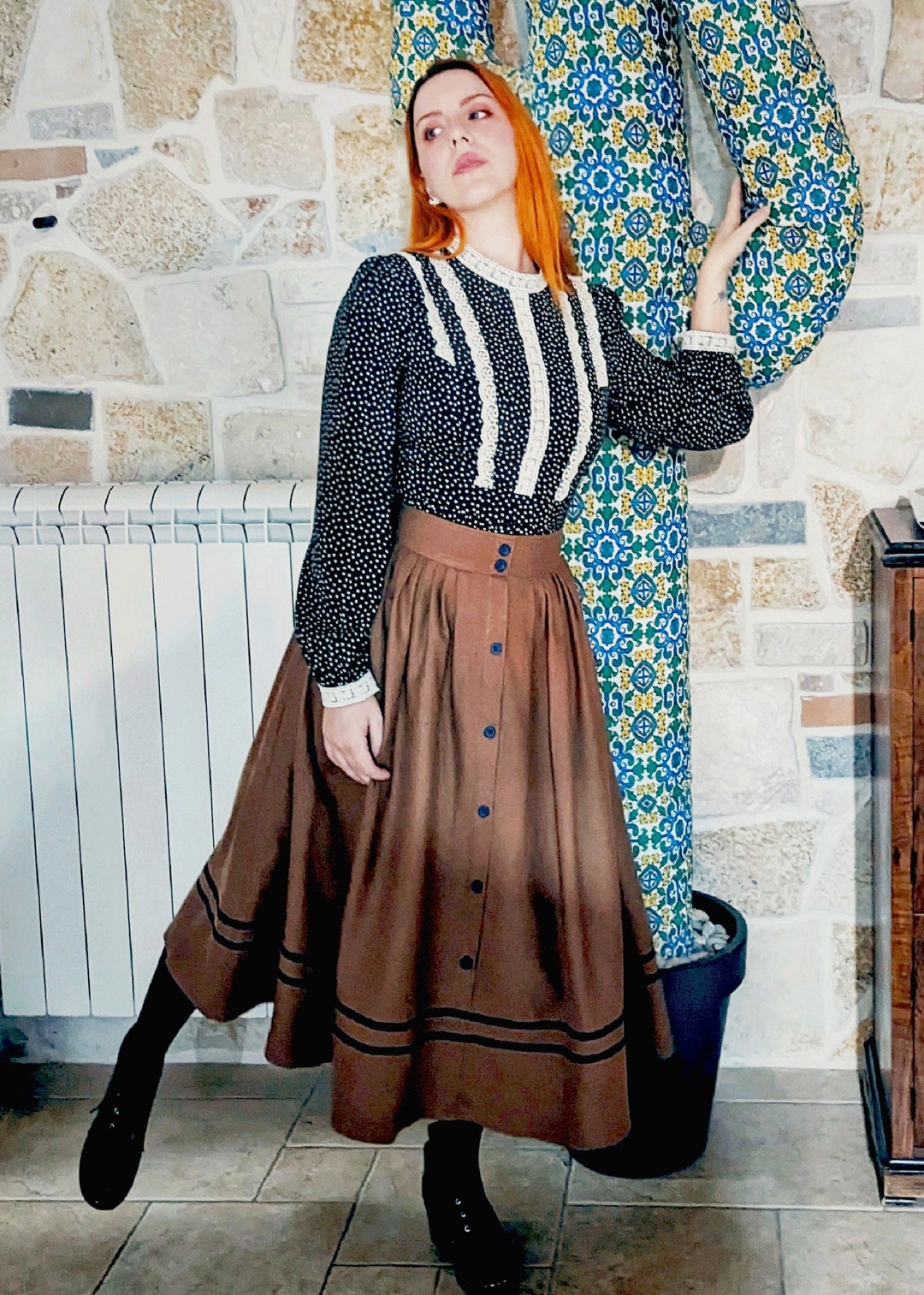 Wool knit half skirt