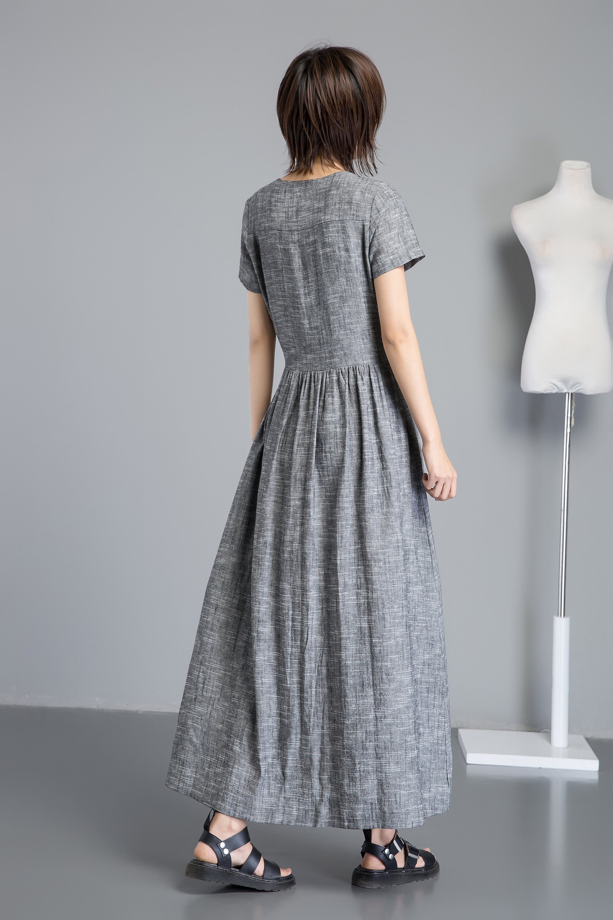 Linen Dress Long Linen Dress Gray Linen Dress for Summer Etsy UK