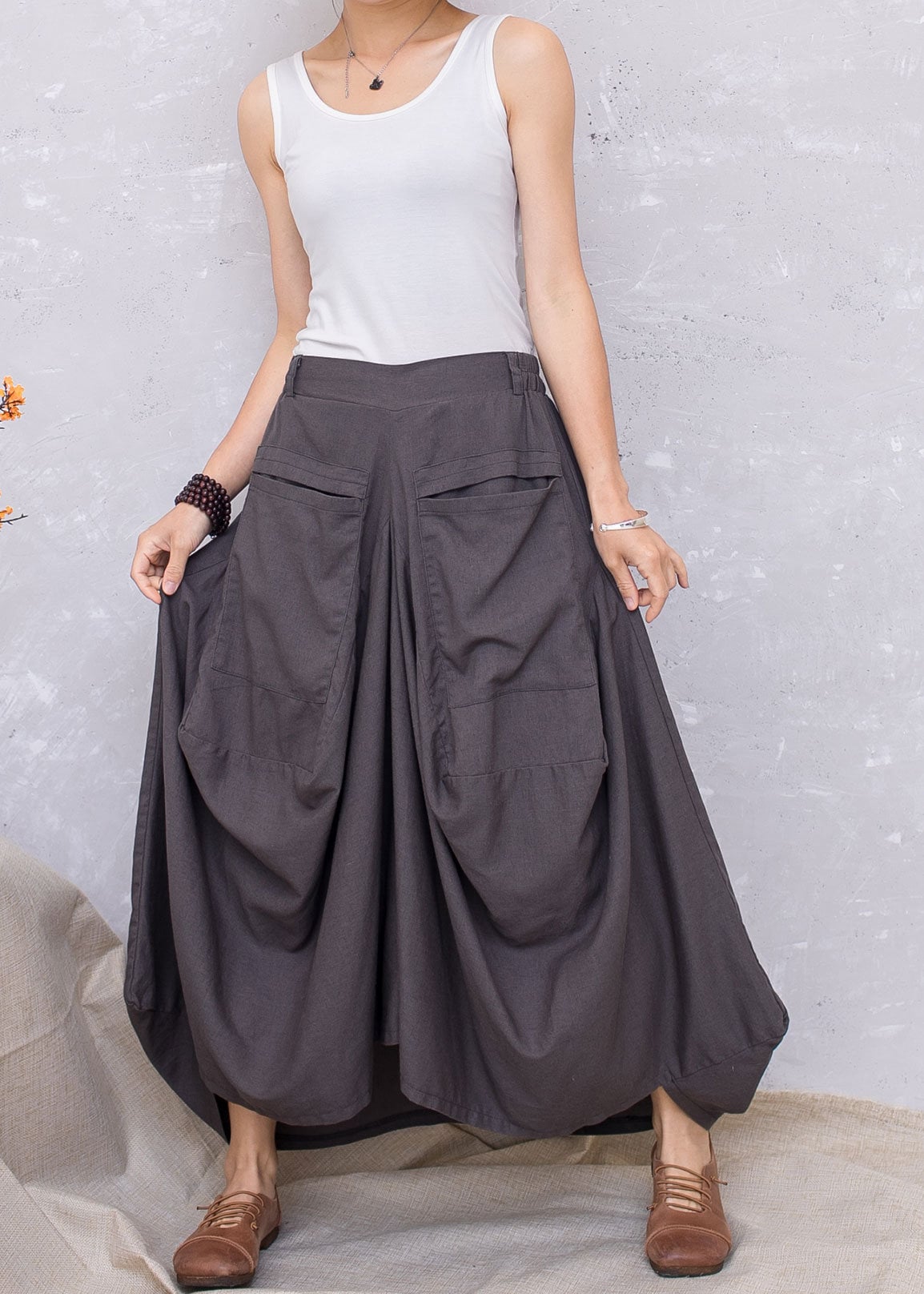 ARGUE FRENCH LINEN LONG FLARE SKIRT fkip.unmul.ac.id