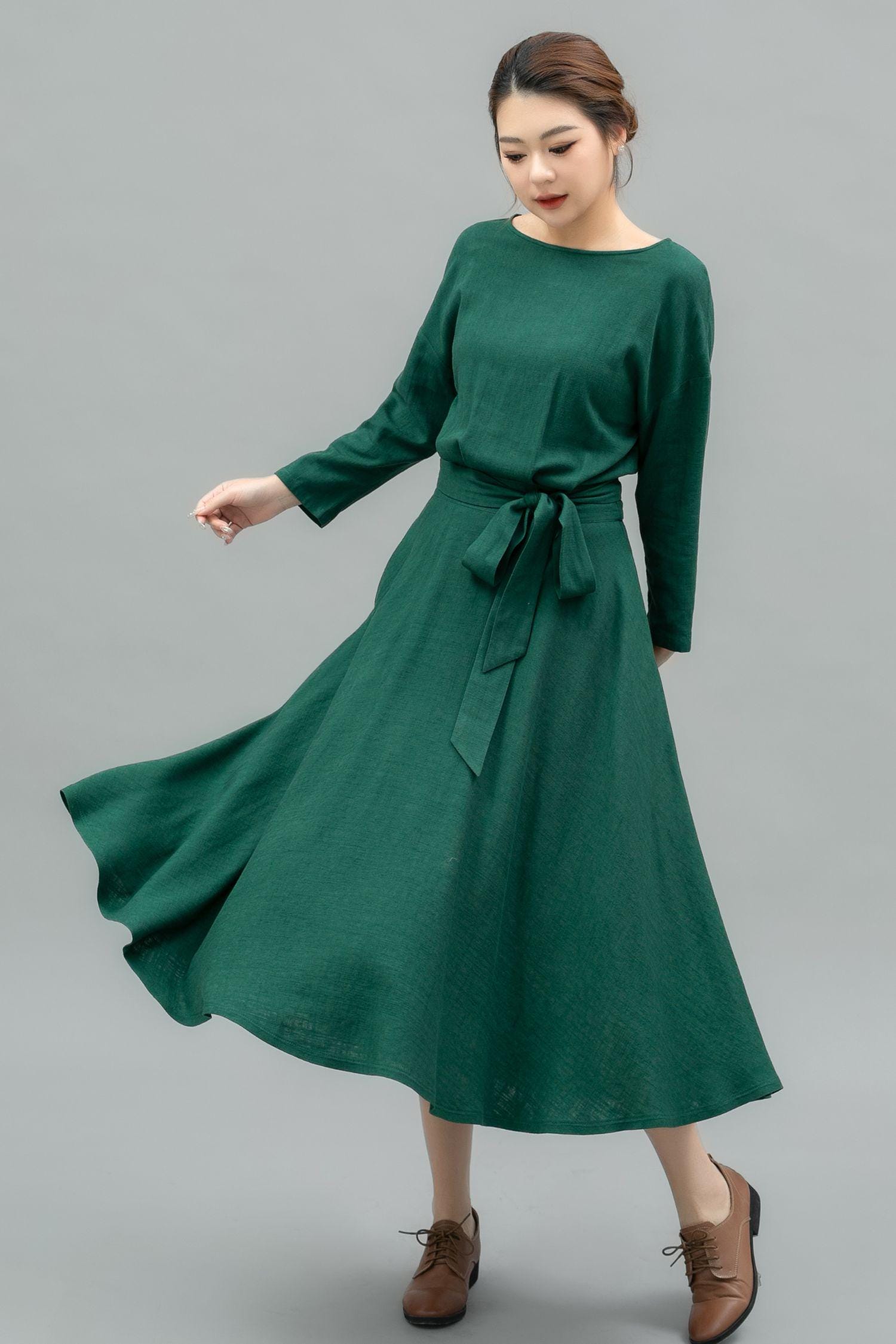 ESTIVD　ウエア上下set　レーディース　Ｍサイズ　超美品 Linen Dress, Linen Midi Dress, Belted Dress, Dress With