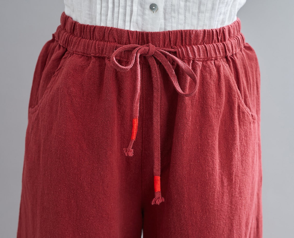 red linen pants