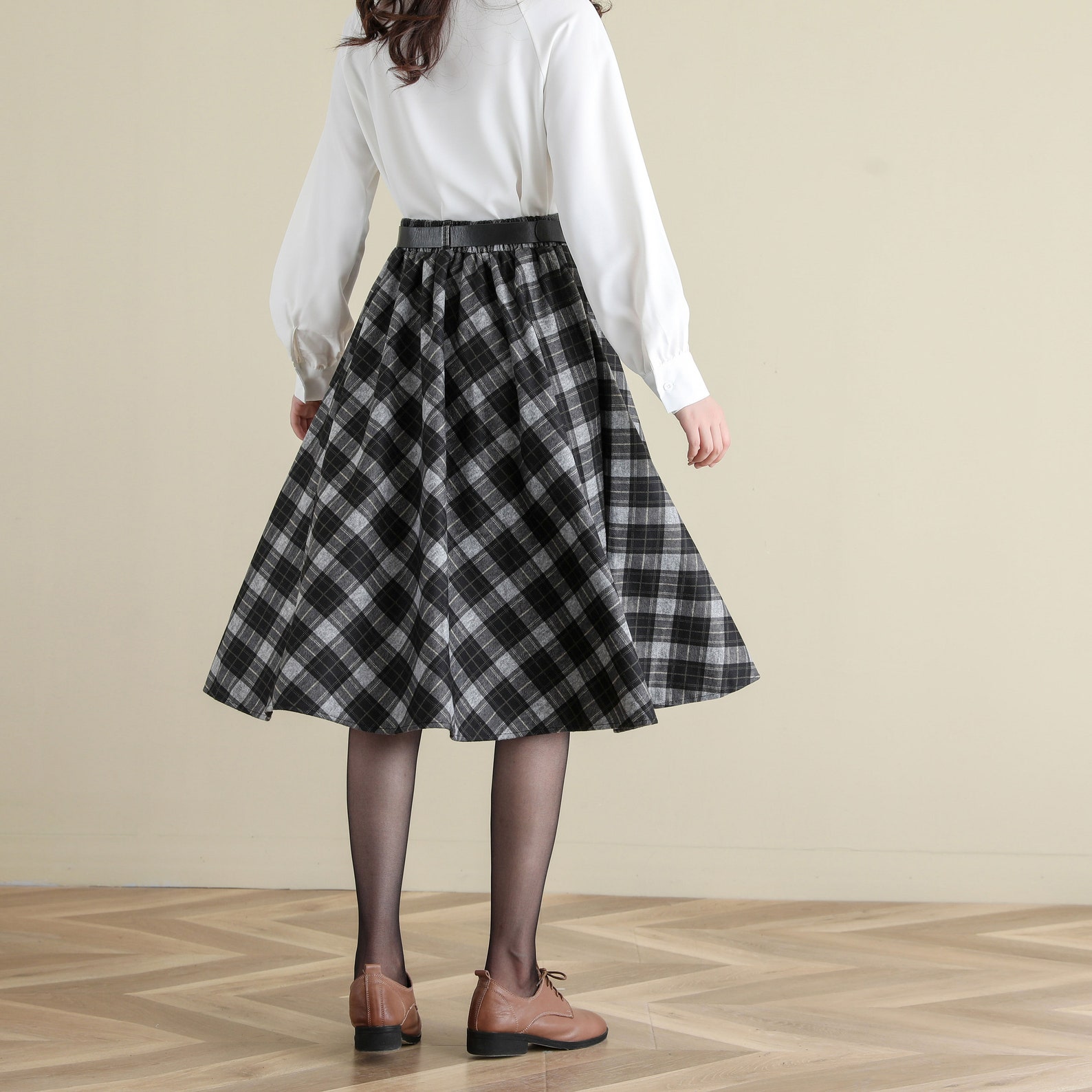 Vintage Inspired Wool Plaid Skirt for Women Midi Skirt Plus Etsy