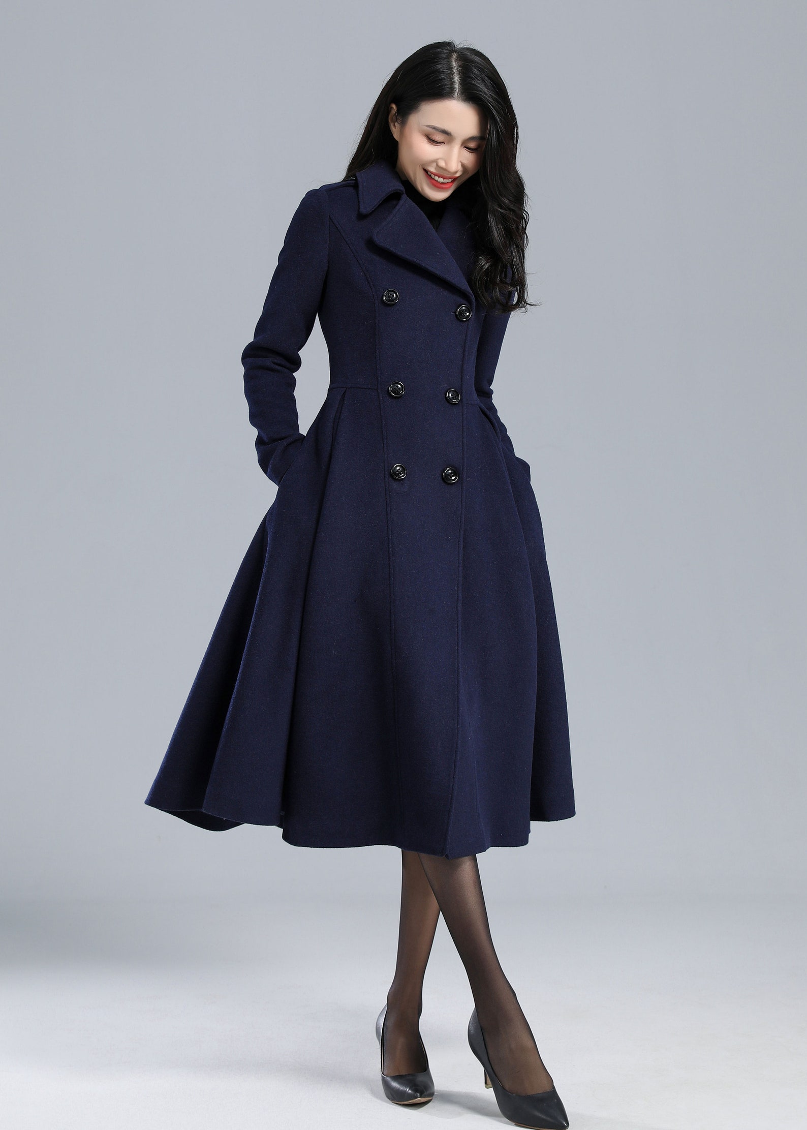 Blue Princess Wool Coat Winter Coat Women Trench Coat Women - Etsy