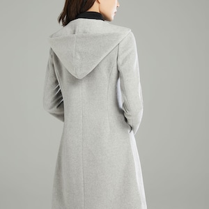 Winter Hooded Wool Coat, Gray Wool Jacket, Womens Coats, Warm Jackets, Casual Coat, Mod Clothing, Handmade Coat, Ylistyle C2990 image 7