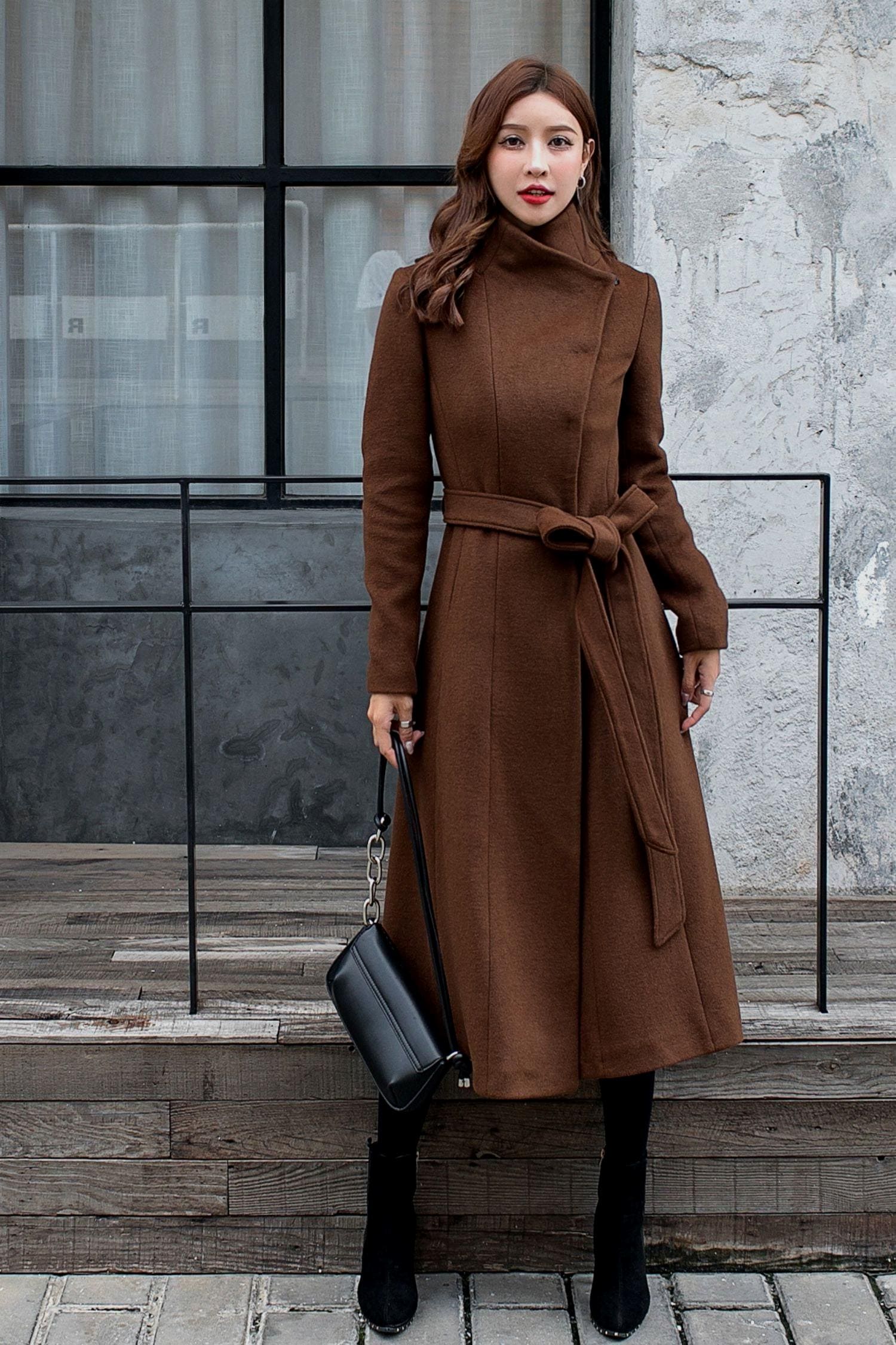 volume wool tailored coat gray | épine