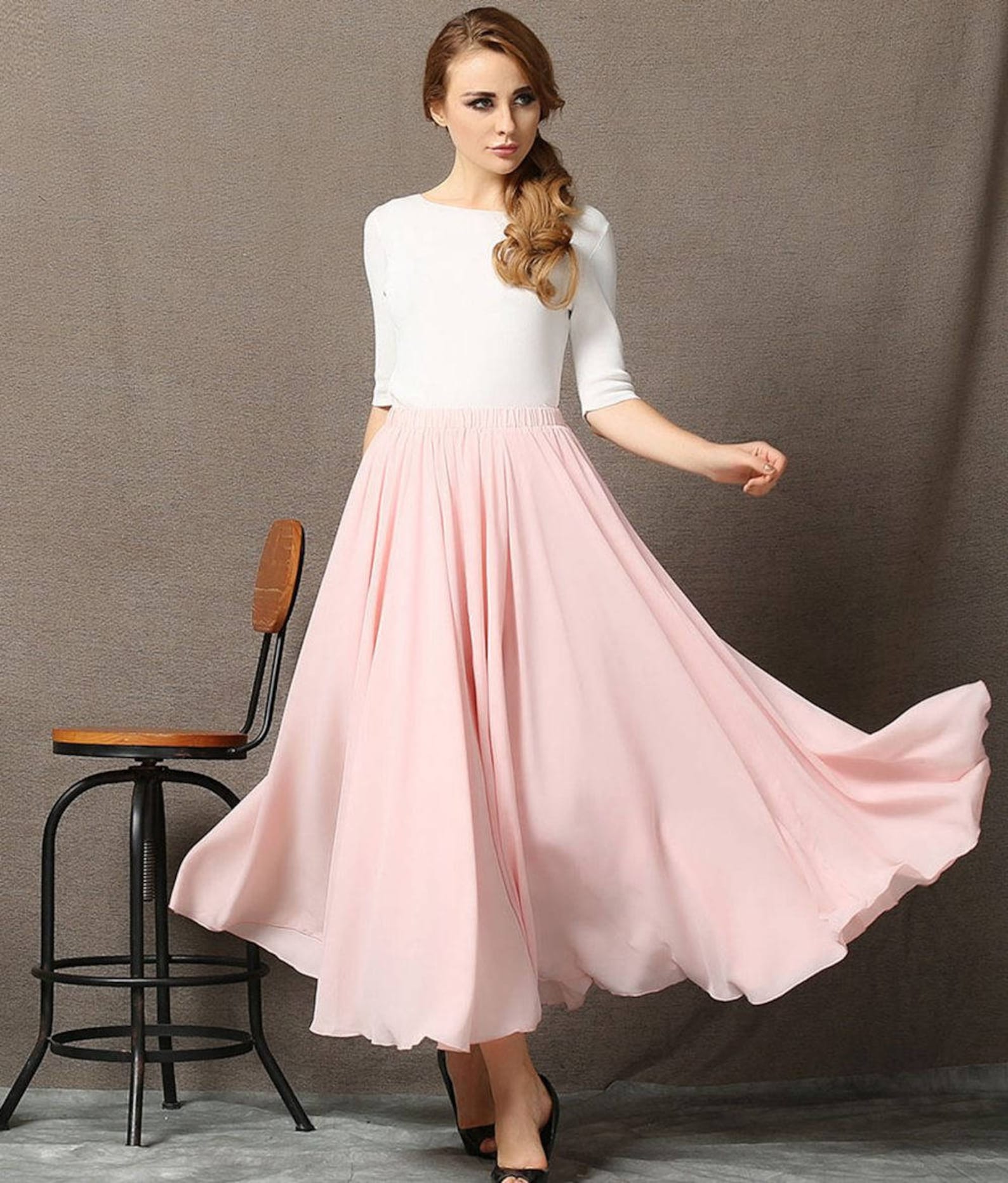 Chiffon Skirt womens skirts pink chiffon skirt floaty maxi | Etsy