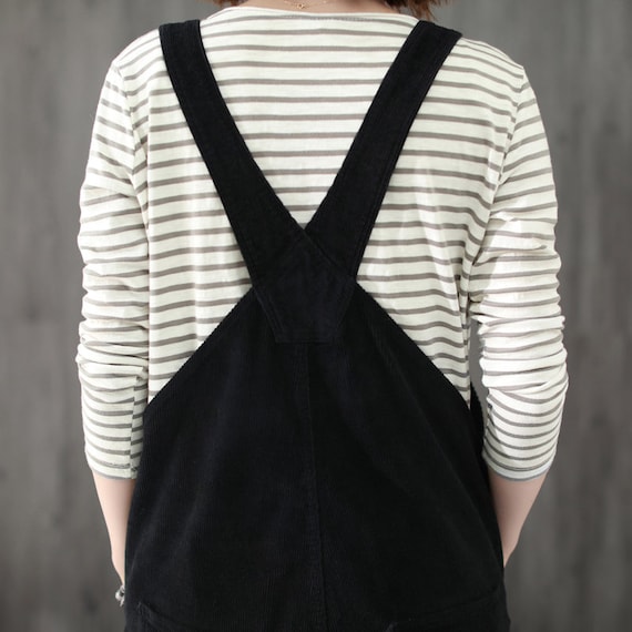 Black Plus Size Corduroy Overalls Women, Spring Overalls Black Plus Size Corduroy Overalls Women, Spring Overalls