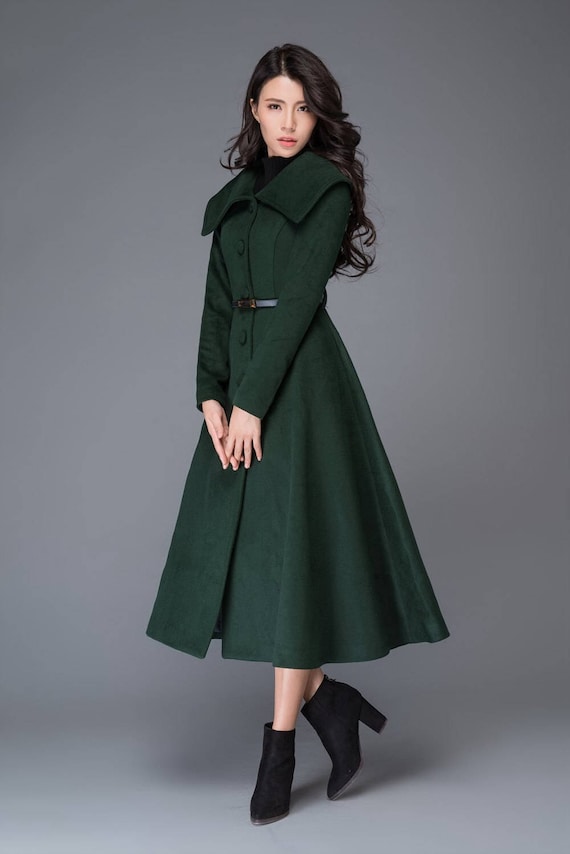 Green Princess Wool Coat Wool Coat Women Long Jacket for - Etsy Norway