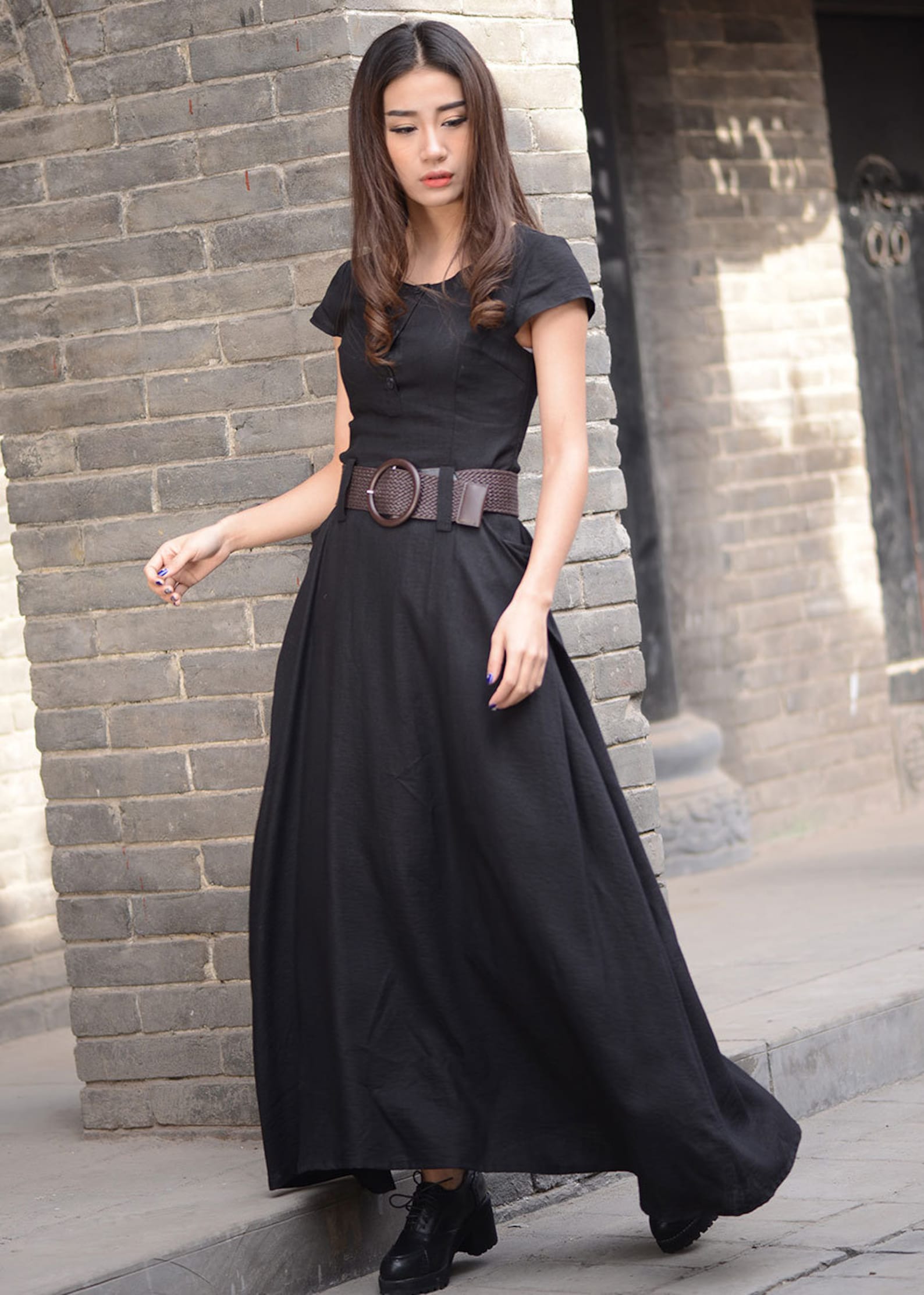 Dress Singlet Long Linen - Black main image 0
