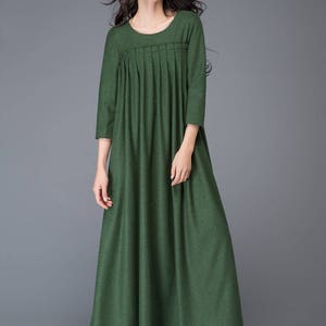 Green Dress Wool Dress Winter Dress Maxi Dress Womens - Etsy