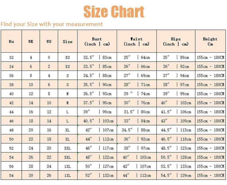 Ylistyle standard size chart image 1