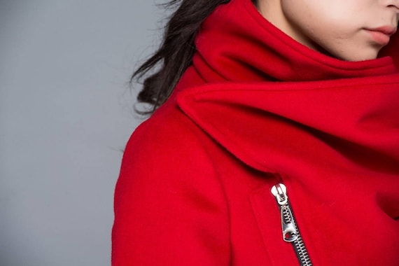 Cowl neck top wool coat
