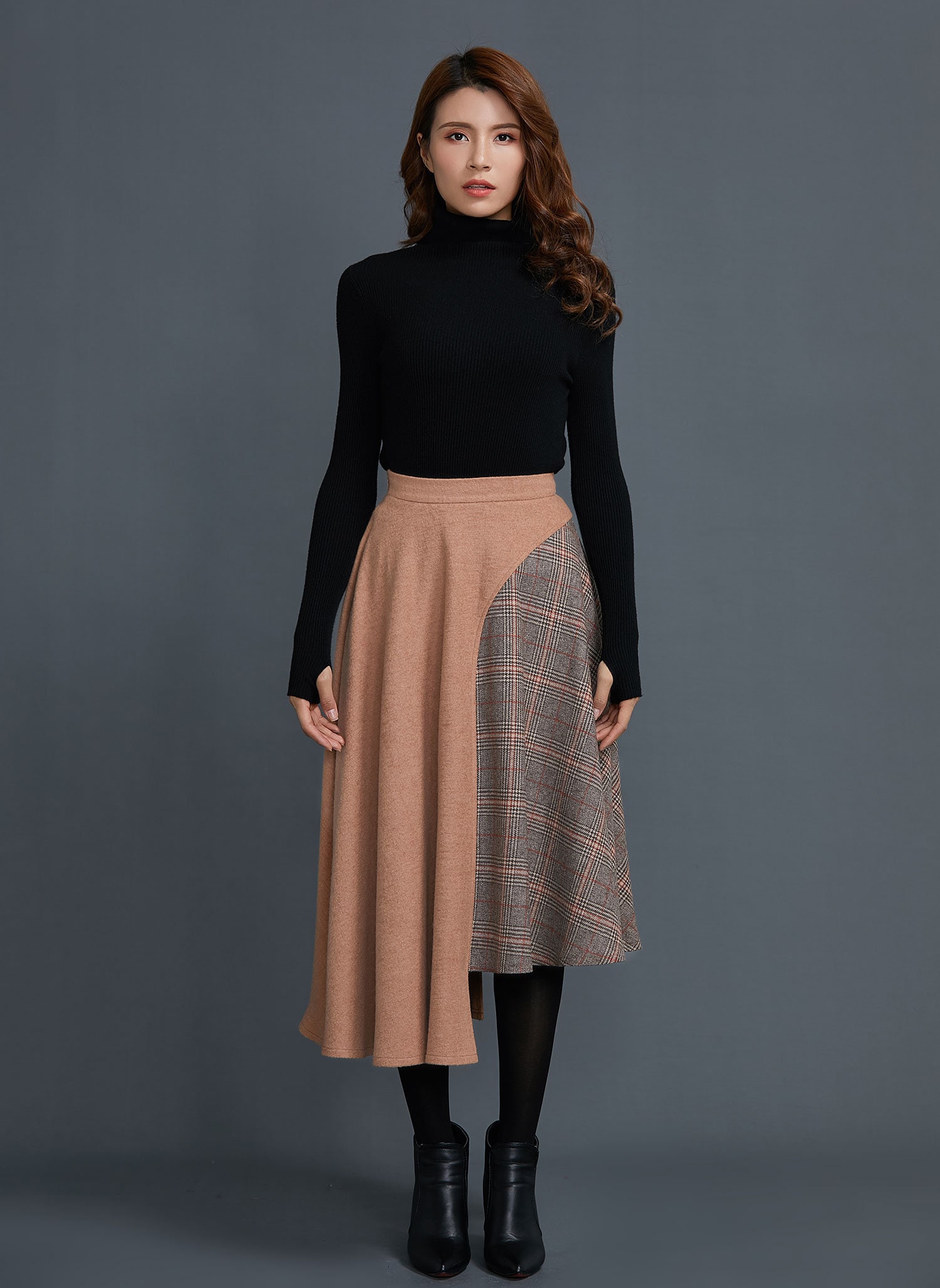 Asymmetrical wool skirt Wool skirt vintage Patchwork wool | Etsy