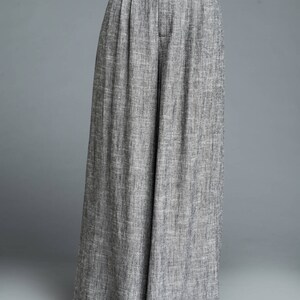 Women's Linen Palazzo pants, Long linen pants, Wide Leg pants, Linen pants, Gray pants, handmade pants, summer spring pants C1202 image 8